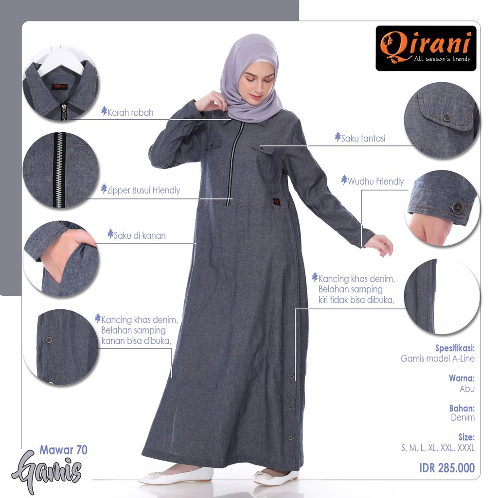 [PROMO TERBATAS] GAMIS QIRANI MAWAR 70