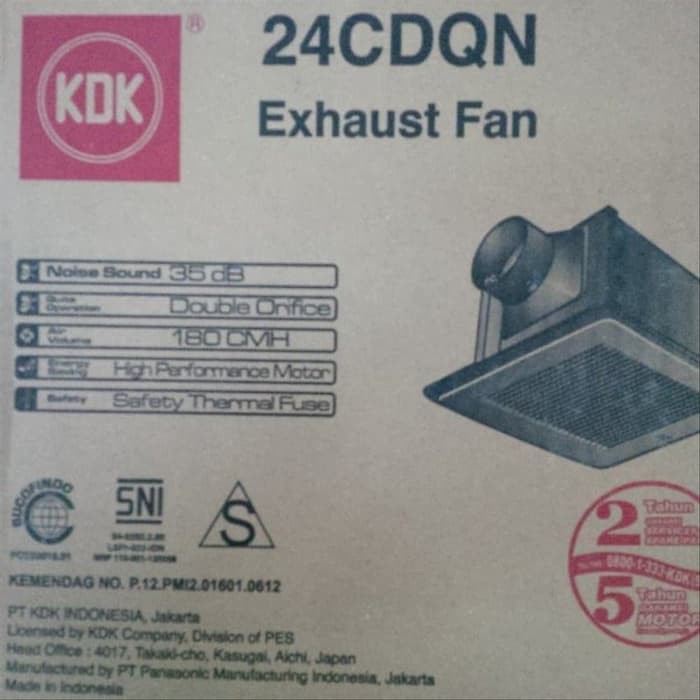 EXHAUST FAN Ceiling Plafon Cerobong Sirocco / KDK 24CDQN