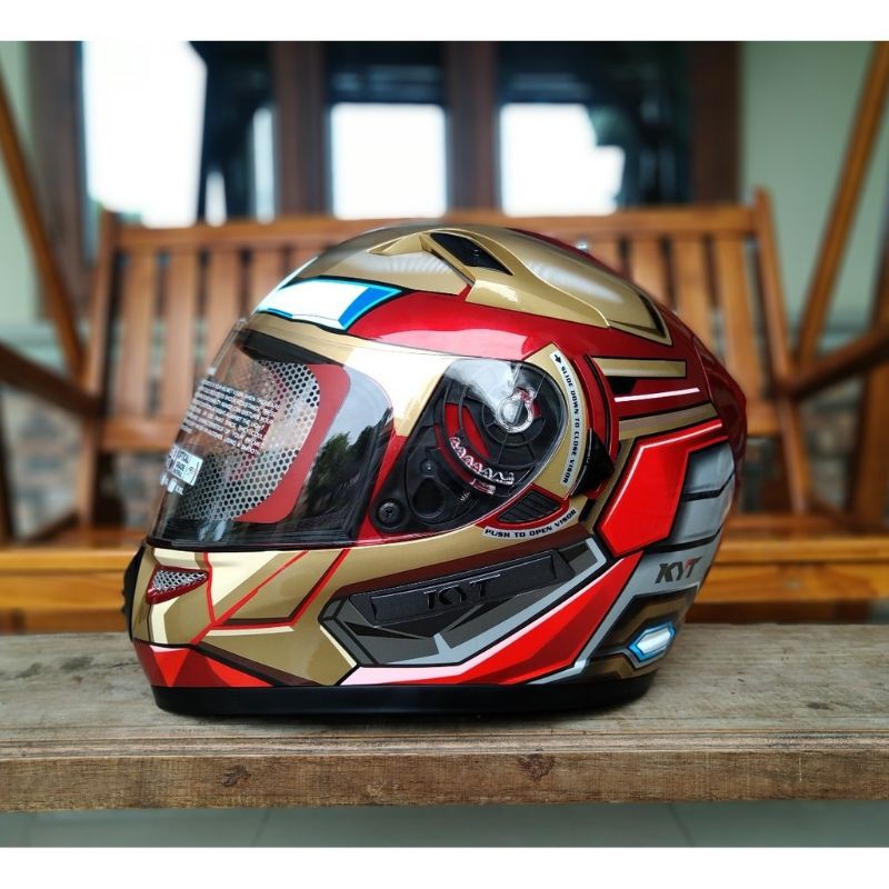 KYT HELM K2 RIDER MOTIF SPIDERMAN RED MAROON GOLD NEW MOTIF