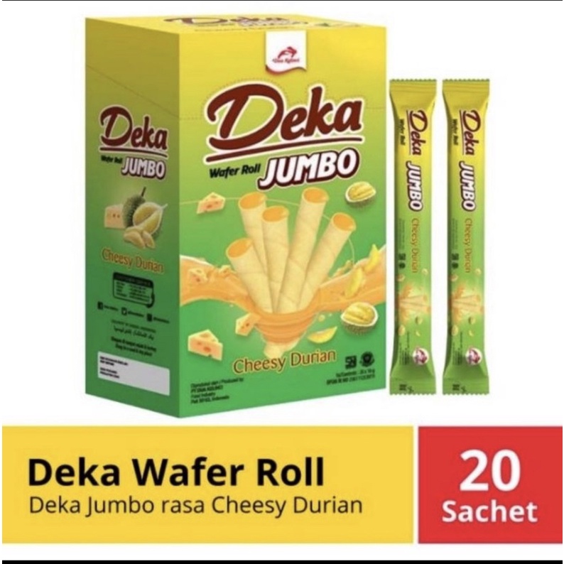 

Deka wafer roll jumbo cheesy durian isi 20pcs*16gr