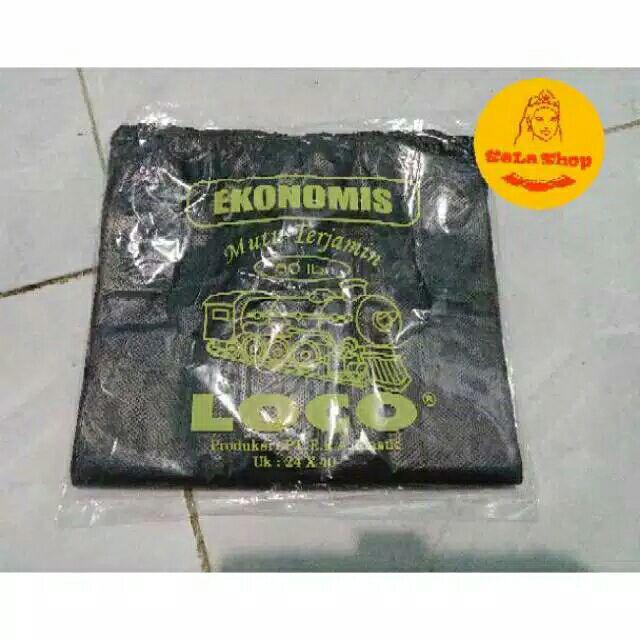 Kantong Plastik Kresek Loco Hitam Tipis Ekonomis 24 X 40 Cm
