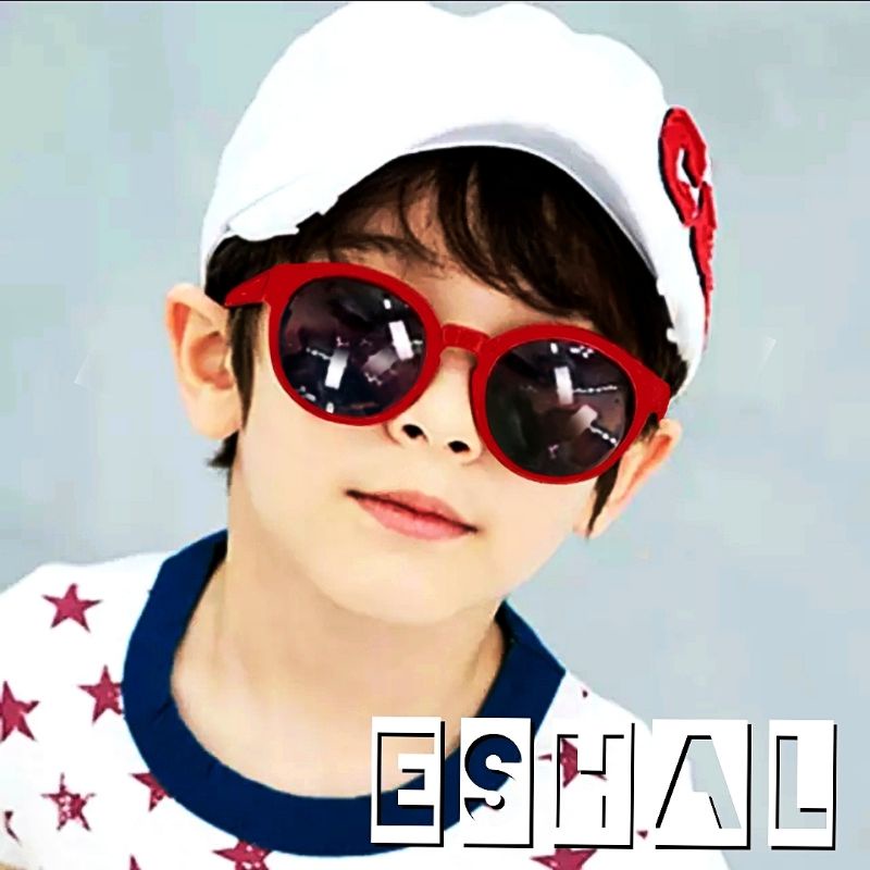 Kacamata Hitam Anak Gaya Fashion Anti UV / KACAMATA ANAK COWOK CEWEK-Merah Bulat