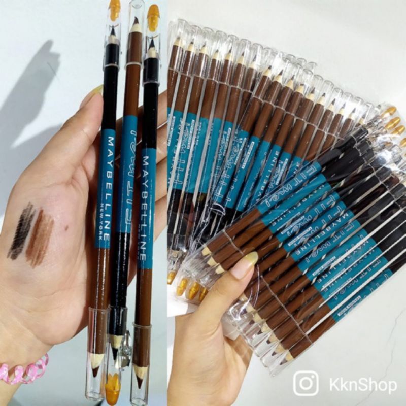 Pensil Alis Anti Air Waterproff Maybelline FIT ME Korea Import 2in1 - Hitam dan Coklat