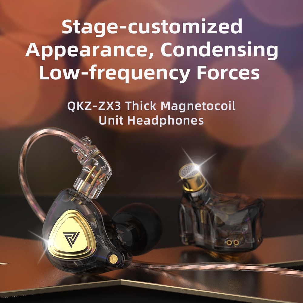 Qkz ZX3 Earphone In ear Sport Stereo Noise Canceling Dengan Kabel Bisa Dilepas QDC