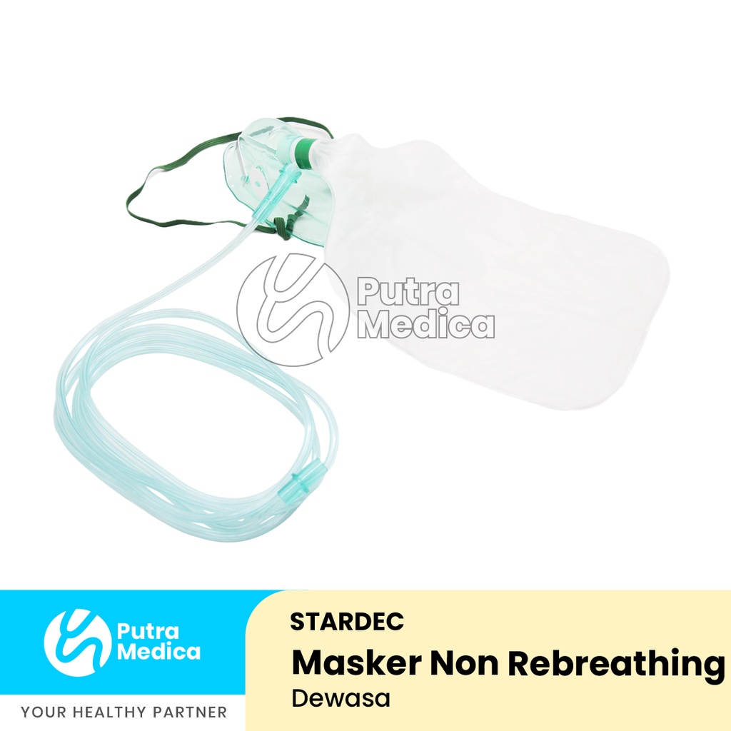 Stardec Non Rebreathing Oxygen Mask Dewasa / Masker Oksigen dengan Kantong
