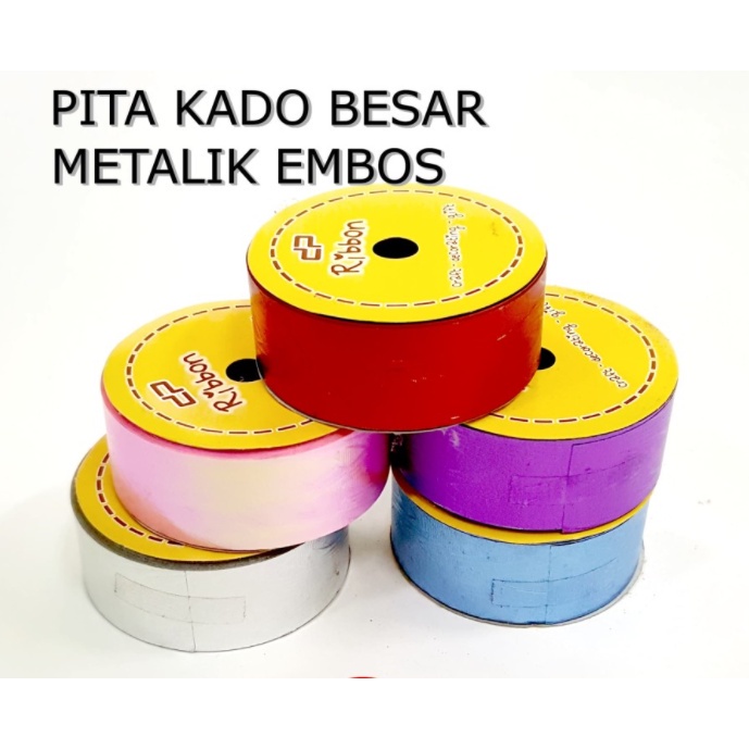 Pita Kado 4cm RIBBON Metalik Embos Laser Jepang Plastik Kertas Warna Warni Gift Hadiah Parcel Parsel Ulang Tahun Anniversary Birthday Party Wisuda Graduate Bouquete Bucket Pesta Bunga Prakarya Kerajinan Craft Crafting Art Seni Grosir Prakarya Malang