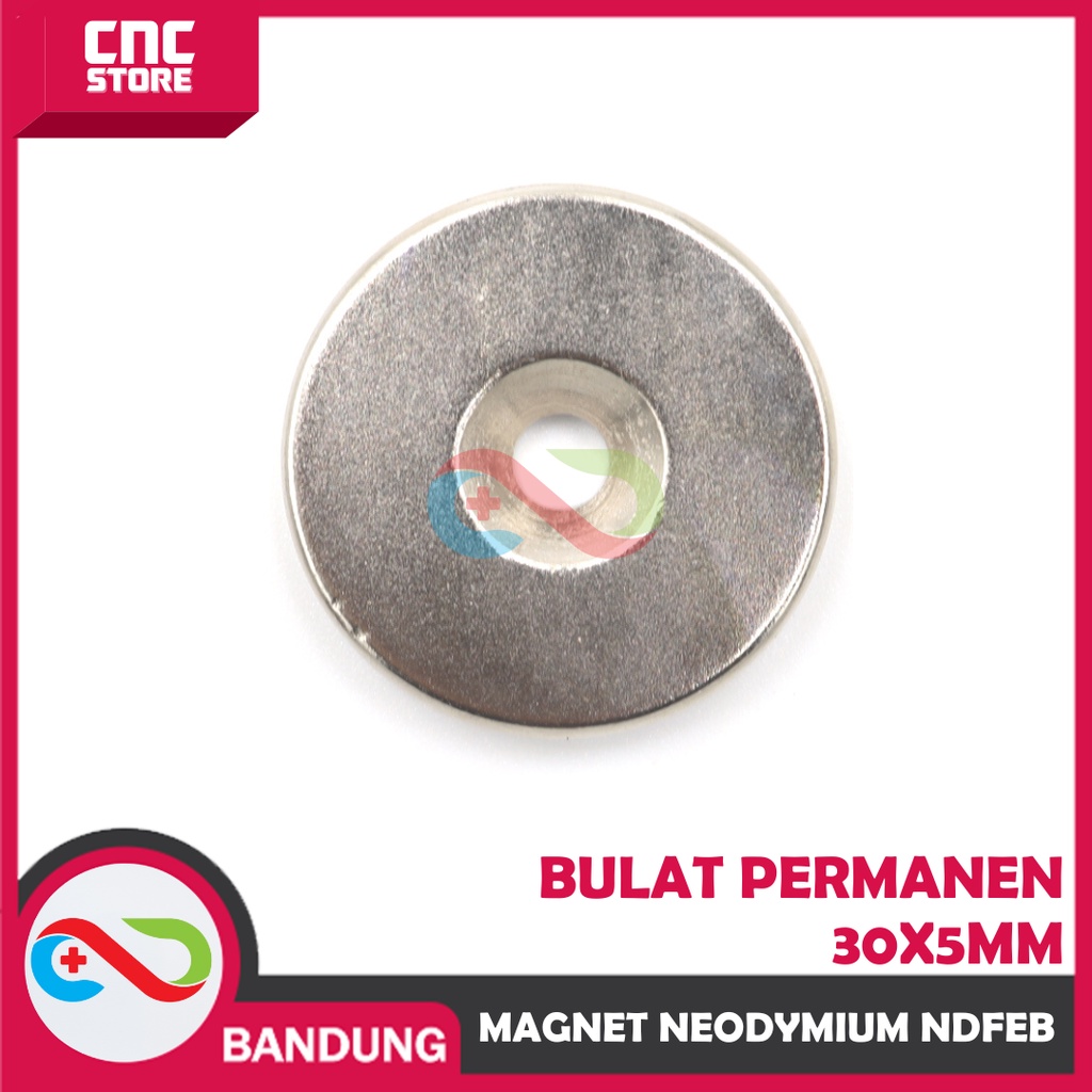 MAGNET NEODYMIUM NDFEB BULAT LUBANG PERMANEN 30X5MM