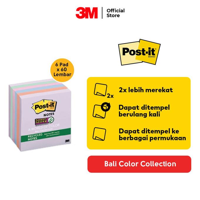 

Post-it 3M Sticky Notes 3x3in Bali Collection 6 pads x 60 lembar