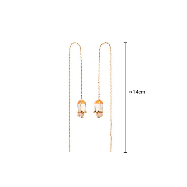 LRC Anting Tusuk Fashion S925 Silver Needle Drip Flower Earrings F5785X