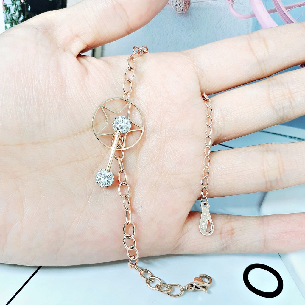 Gelang Titanium Big Star Korean Style Rosegold - BB579