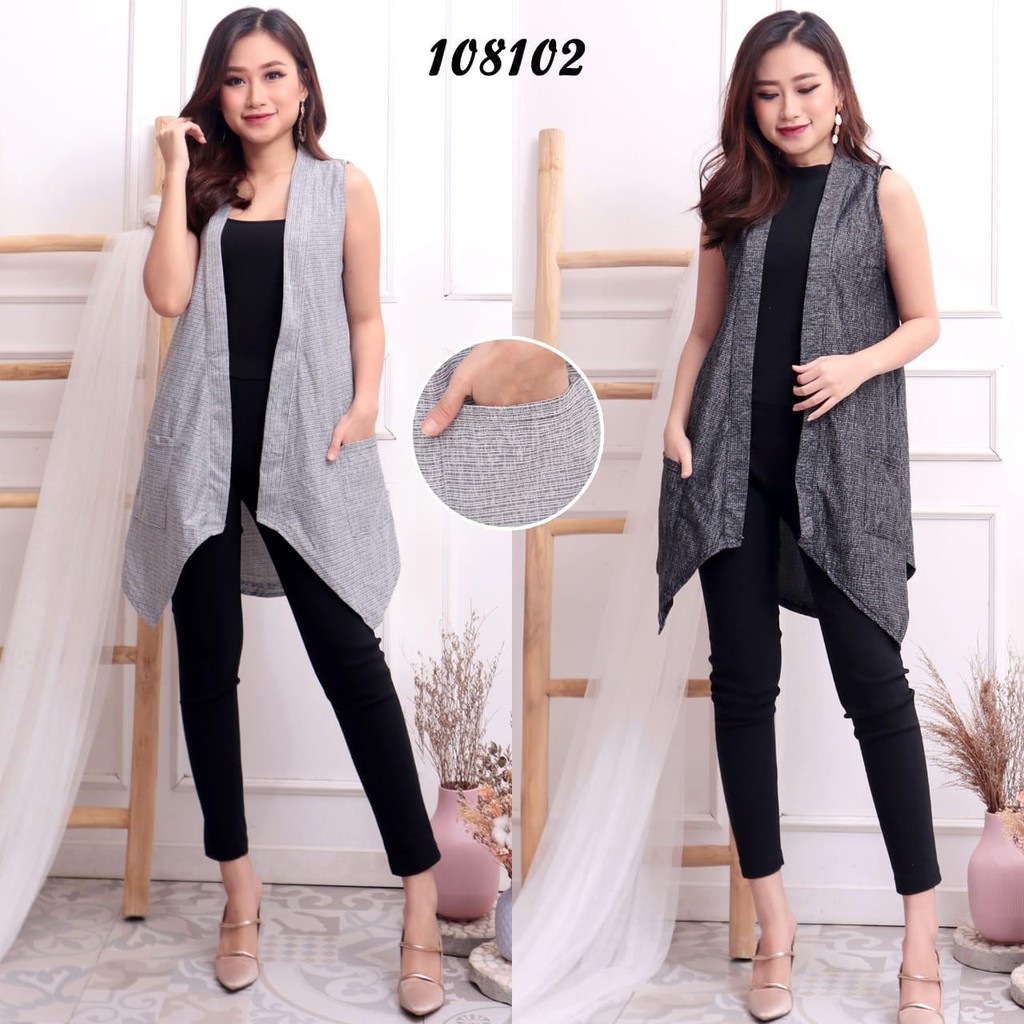 Myco Vest wanita corak Siro | Tanpa Lengan | Cardigan wanita