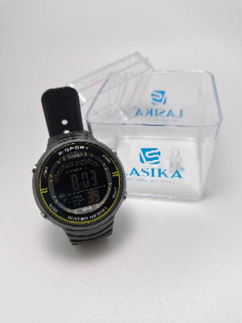 Jam tangan digital Sporty layar hitam water Resist Lasika 8110