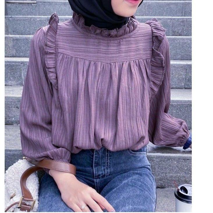 {MURMER!} Kanya Blouse Crinkle Lady Shena Atasan Wanita Korean Style Daisy Blouse Moreo Blouse