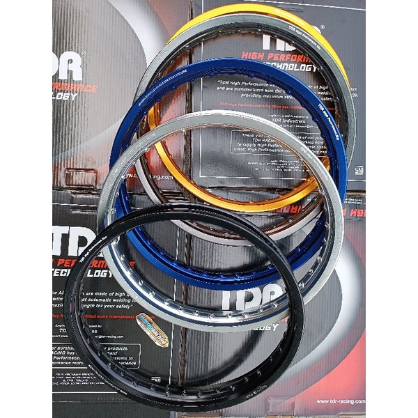 Velg TDR W shape Ring 17 ukuran 140 160 185 215 Rim aluminium TDR Racing Hitam biru gold Silver NOT 