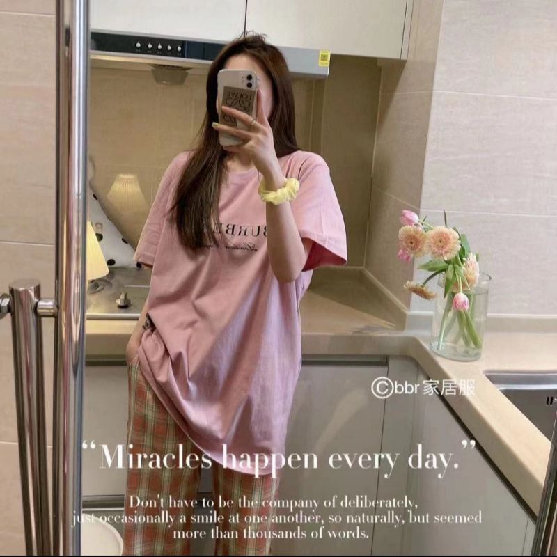 WM / piyama cp murah / piyama cp import / piyama import / piyama wanita / piyama cewek / piyama cp-Burberry pink