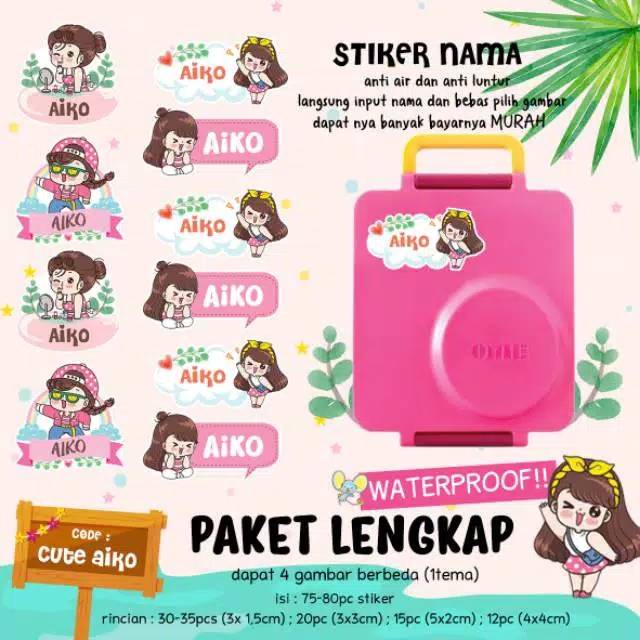 

70PCS STIKER NAMA CUSTOM TAHAN AIR