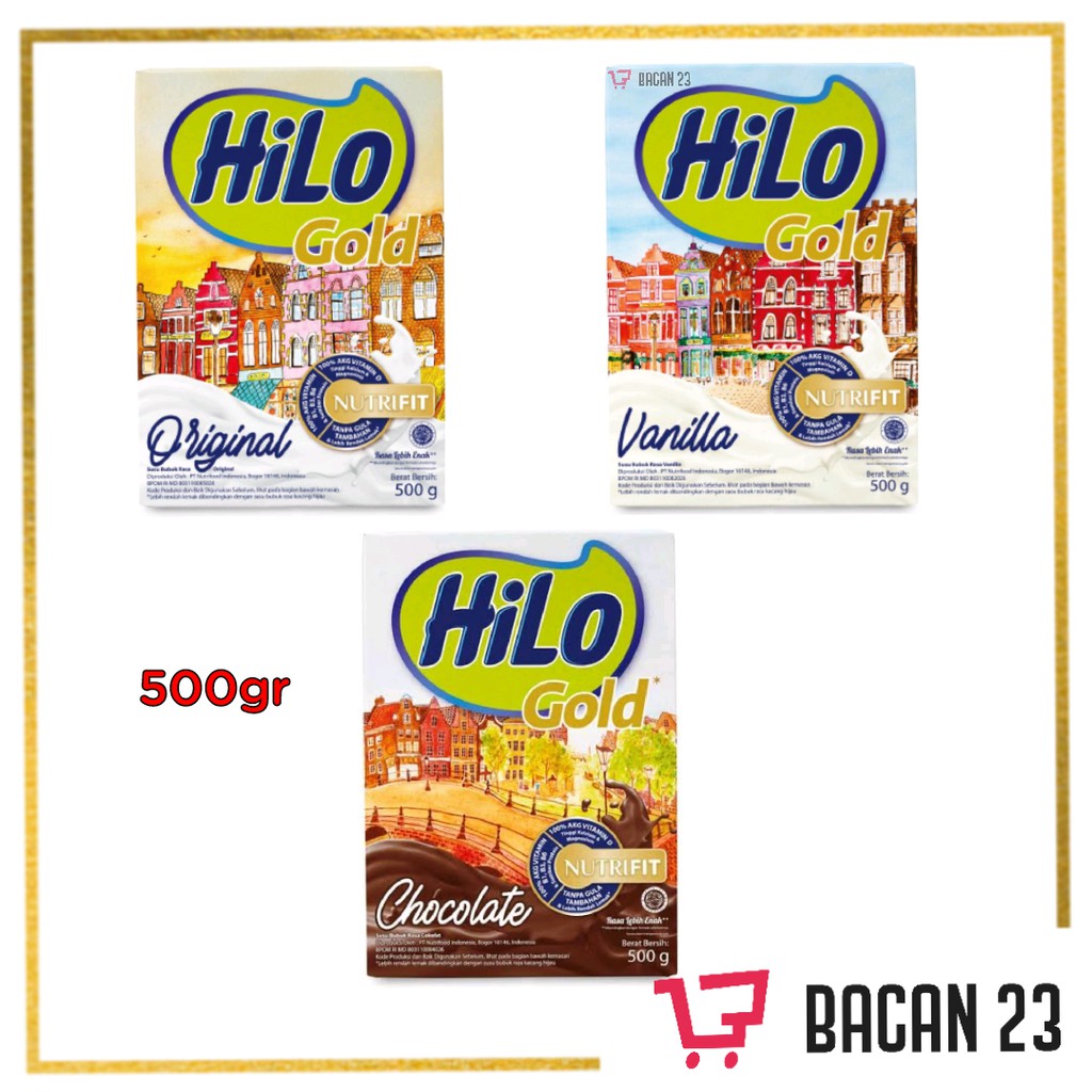 Hilo Gold (500gr) (Original, Vanilla &amp; Chocolate) / Susu Bubuk Formula Hilo / Bacan 23 - Bacan23