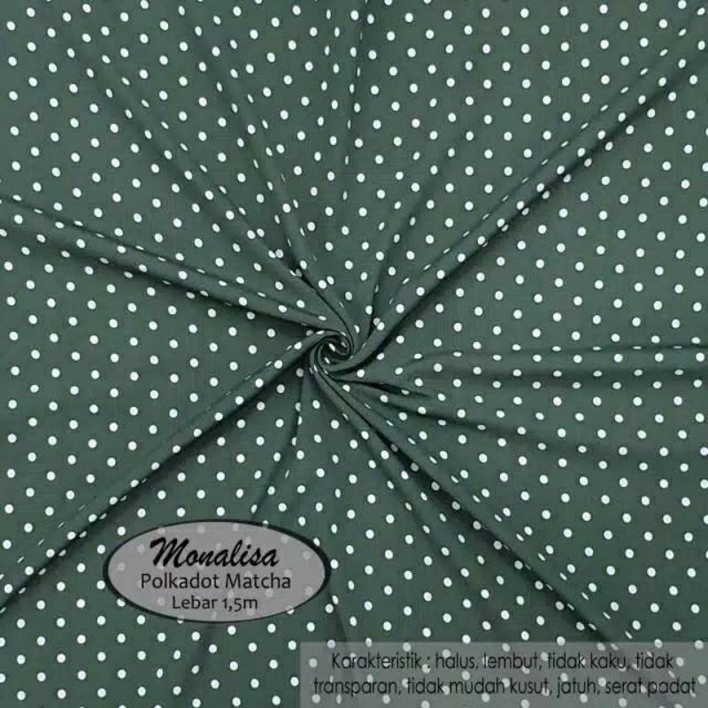 Kain Monalisa Motif Polkadot Warna Macha harga setengah meter