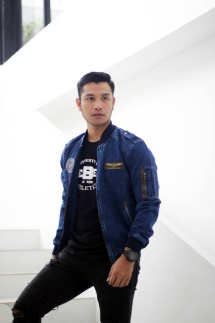 PROMO BAYAR DI TEMPAT / JAKET BOMBER JEANS PILOT - BOMBER JEANS PILOT - BOMBER JEANS THE BERRY -