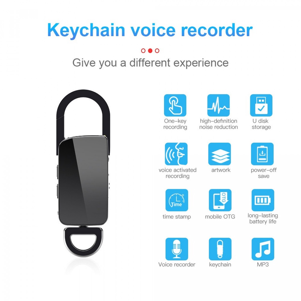 Voice Recorder 32GB Perekam Suara Audio Digital Model Gantungan Kunci