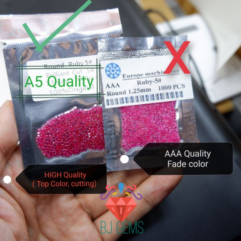 Batu Permata Red Pink Ruby Created 1 pack Original Quality - 9mohs A5 Quality