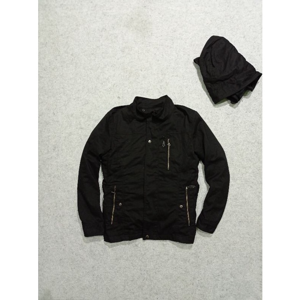 JAKET PARKA TK MIXPICE HITAM COWOK SECOND MURAH