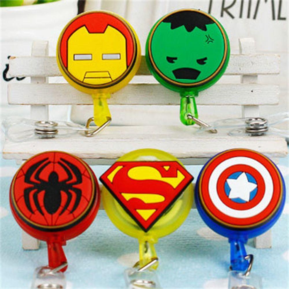 [Elegan] Kartun Badge Holder Kartu Kerja Kartu Nama Badge Holder Klip ID Card Perawat Dokter Nama Card Holder Spider-Man