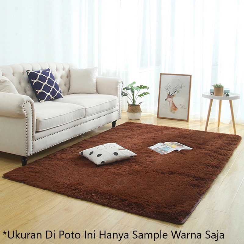 Karpet Matras Bulu Floor Carpet Rug Bedside Mat 60 x 120 CM - DE2002 - Brown