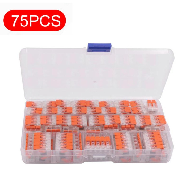 Btsg 75Pcs Untuk 221konektor Listrik Kawat Blok Clamp Terminal Kabel Dapat Digunakan Kembali A221-412 A221-413 A221-415