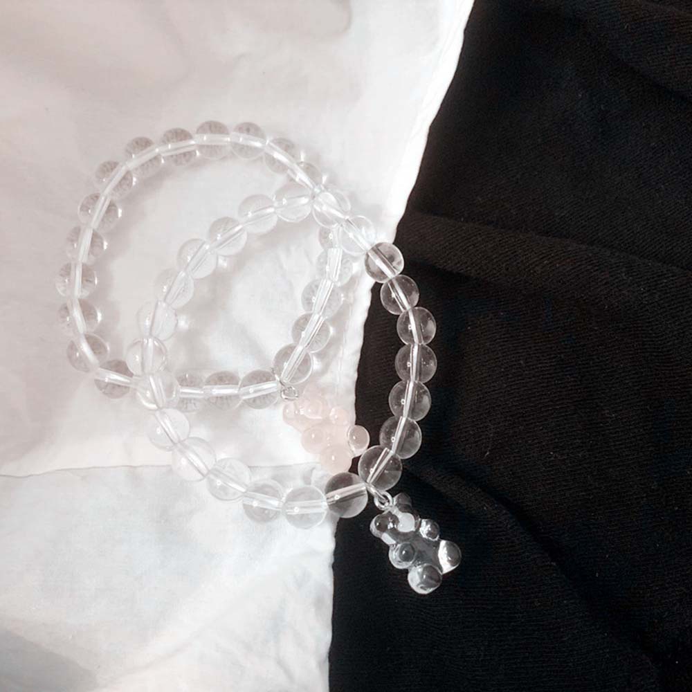 Gelang Kristal Transparan Dengan Liontin Beruang Untuk Wanita