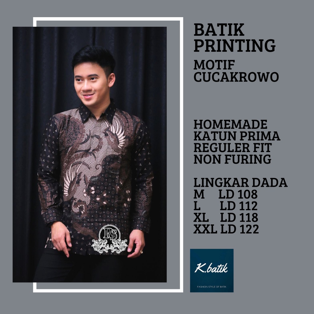 KEMEJA BATIK PRIA LENGAN PANJANG MOTIF CUCAKROWO COKLAT BATIK MODERN BATIK SERAGAMAN KANTORAN BATIK PEKALONGAN BATIK KATUN