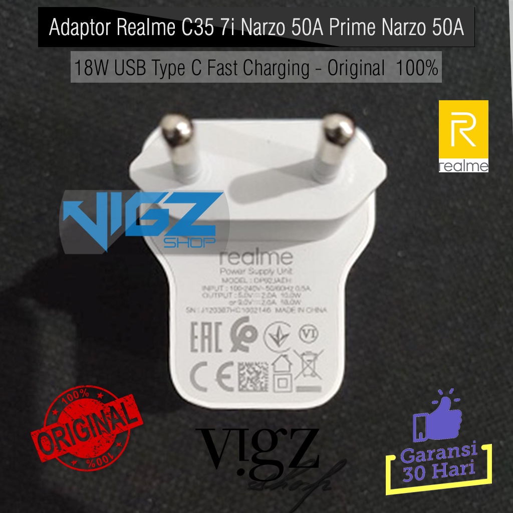 Adaptor Adapter Realme C35 7i Narzo 50A Prime Narzo 50A 18W USB Type C Fast Charging Original