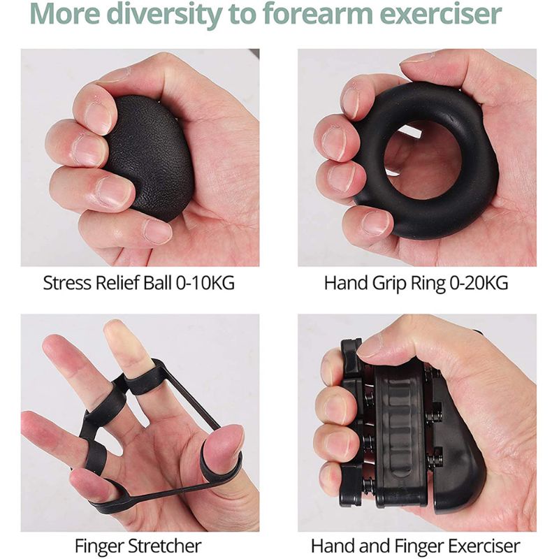 Spring Hand Grip Olahraga Finger Power Strength Expander Mechanical Counting 5 in 1 - CEG5P - Black