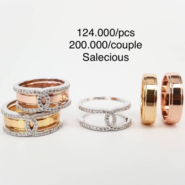 Cincin perhiasan Lapis emas luxury dengan zircon italy asli