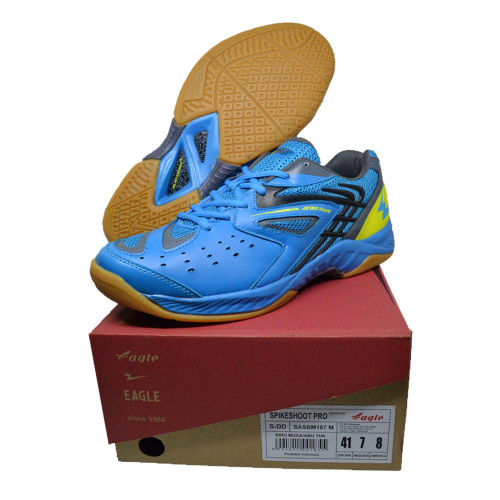 Sepatu Badminton Eagle Spike Shoot Warna Biru, Sepatu Bulu Tangkis Original