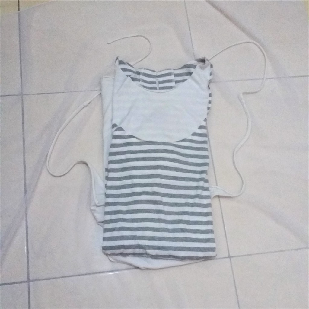[PRELOVED] Tunik Rabbani Garis Abu-Putih Tulang
