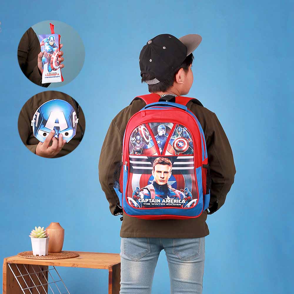 Tas Sekolah Ransel Backpack Anak Laki Laki TK SD Captain America Lucu Model Terbaru Kualitas Terbaik