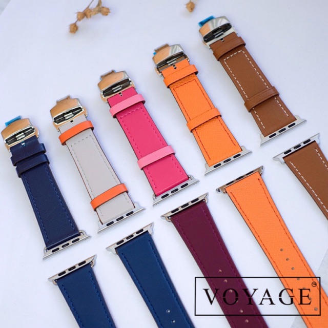 Tali jam tangan 22mm strap butterfly buckle classic apple watch iwatch 3 4 5 iwo leather 40mm 42mm