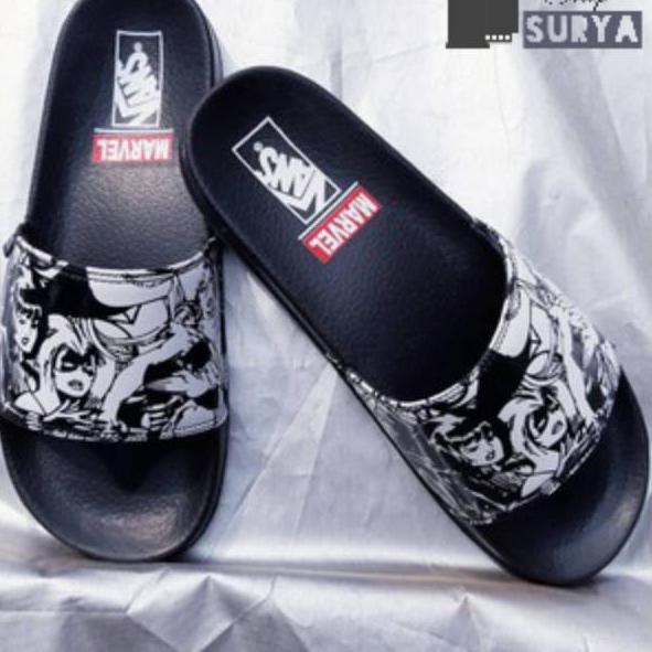 Promo  Sandal Slip On Marvel Vans black / Sandal Vans Marvel hitam / Sandal Slop Kasual Vans Marv