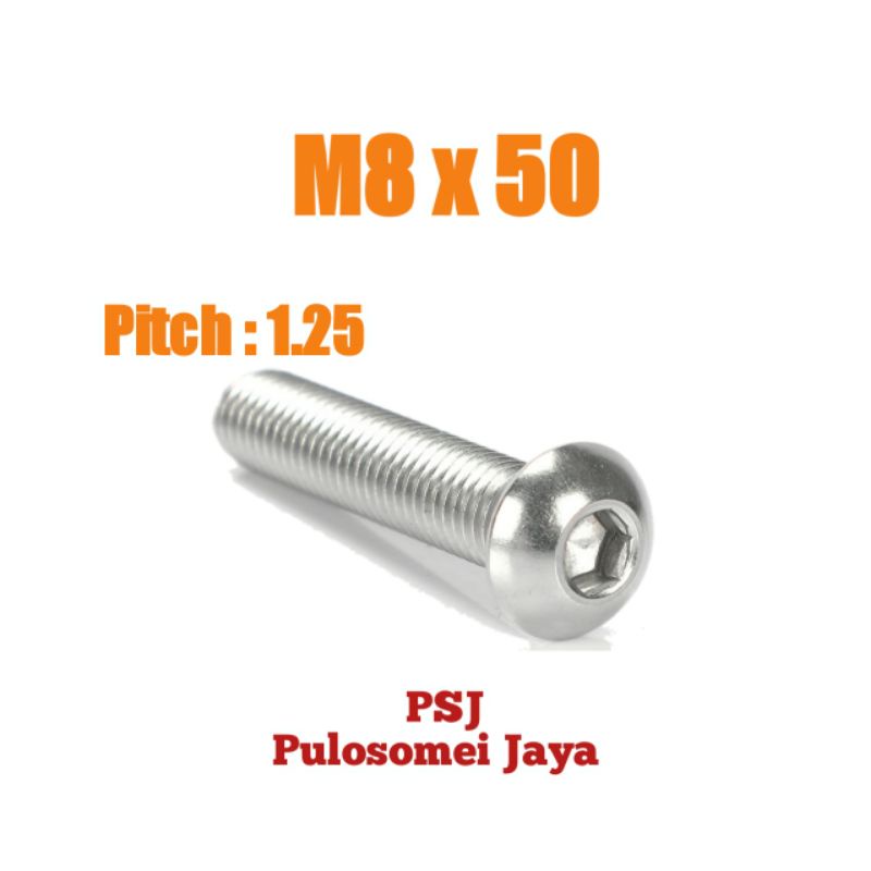 Baut L Button M8 x 50 / Baut Button L M8 x 50 SUS 304