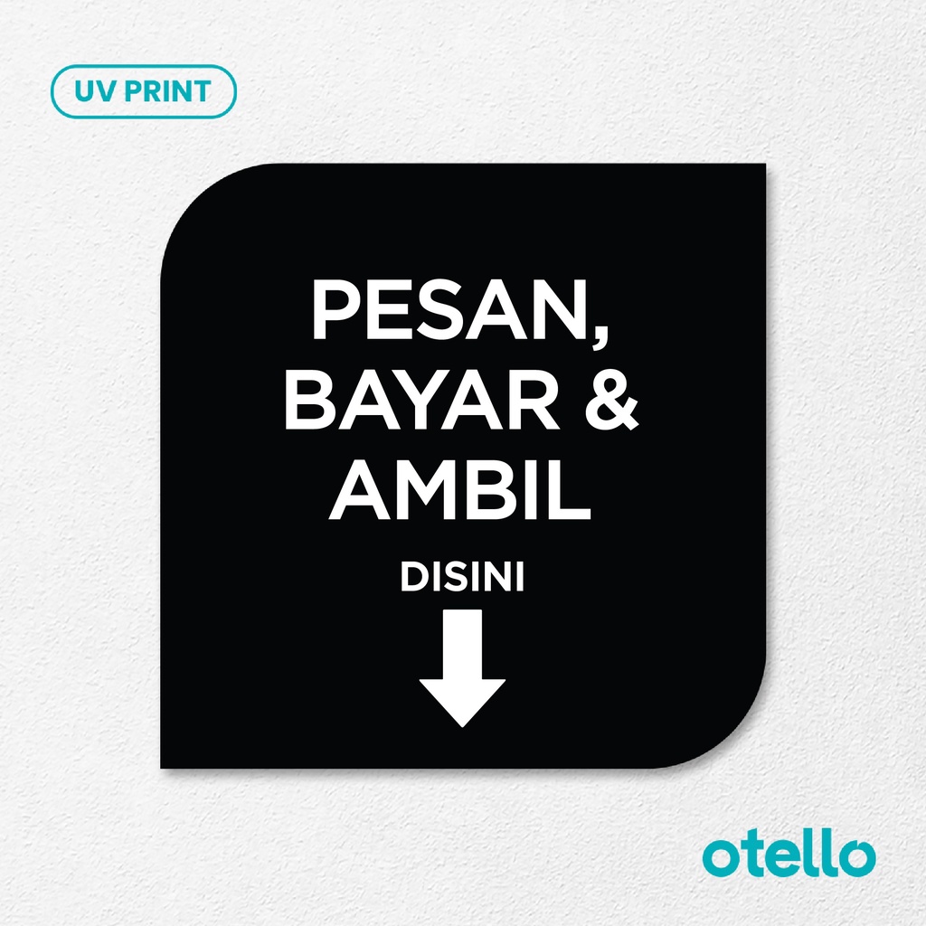 Salin Pesan Bayar &amp; Ambil Disini Cetak Signage Board Akrilik Tempel Dinding Papan Acrylic Restoran Dinding Petunjuk Toko Cafe