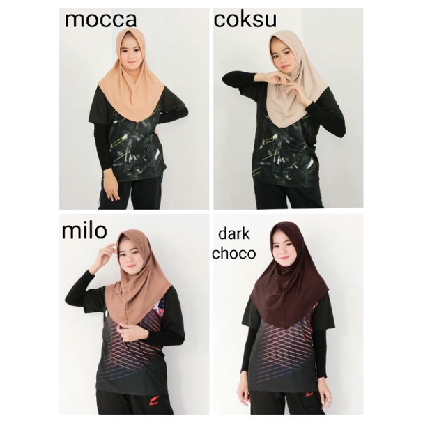 Kerudung khimar instan pet Jersey Premium Hijab Sporty Olahraga Volly Basket Futsal-2