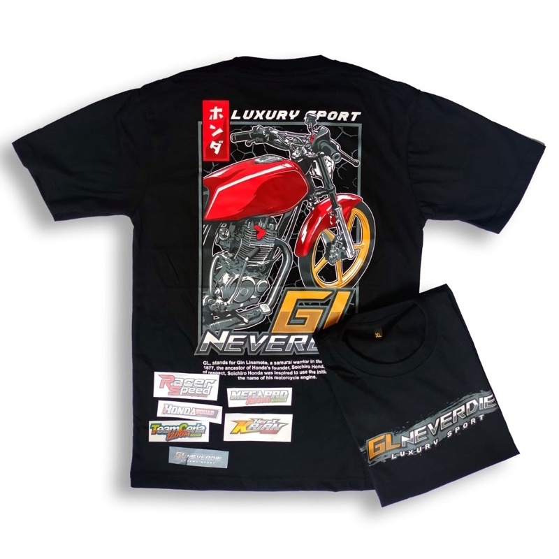 Kaos Honda GL never die , Free stiker , Kaos honda