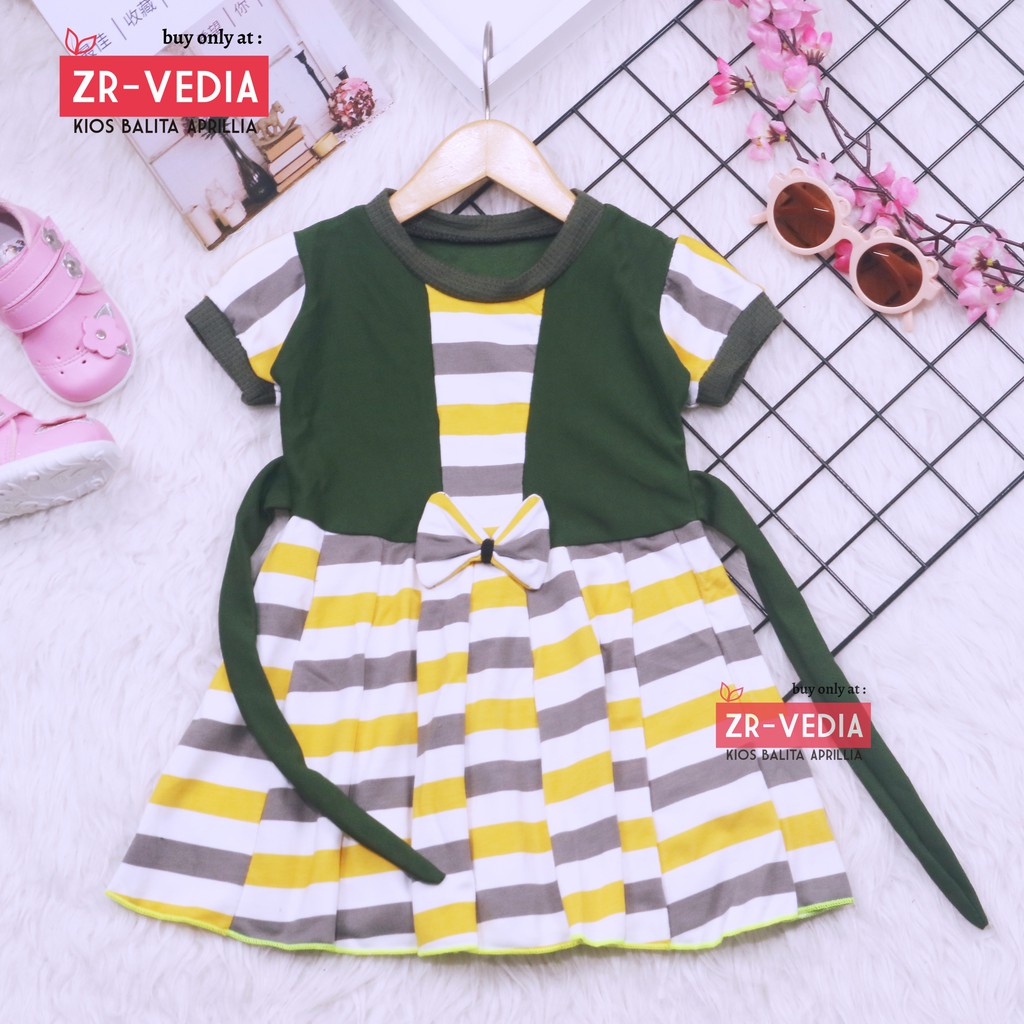 Dress Mikhayla size Bayi - 2 Tahun / Dres Anak Perempuan Baju Import Murah Gaun Motif Terbaru Adem