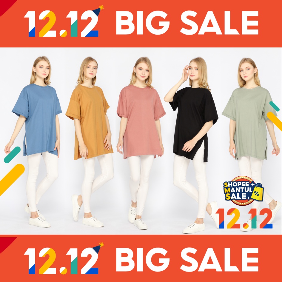 Elbow Kaos Oversize Wanita Basic Oversized Top