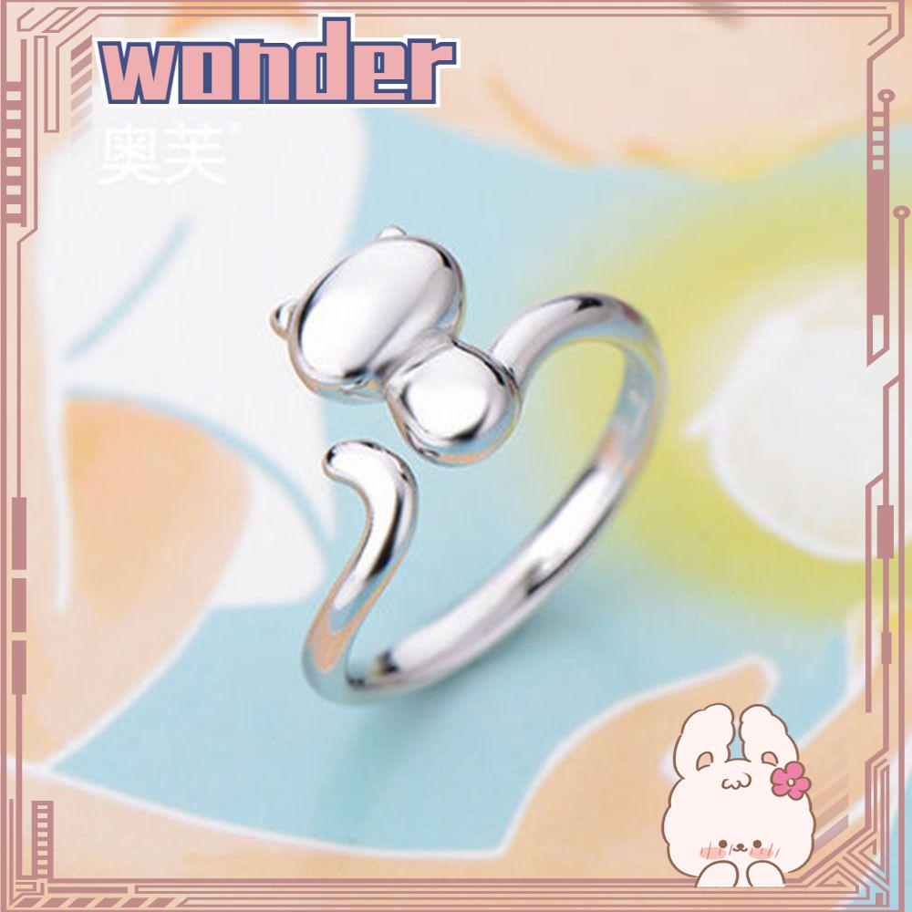 Cincin Model Terbuka Desain Telinga Kucing Bahan Alloy Gaya Jepang Dan Korea Untuk Wanita