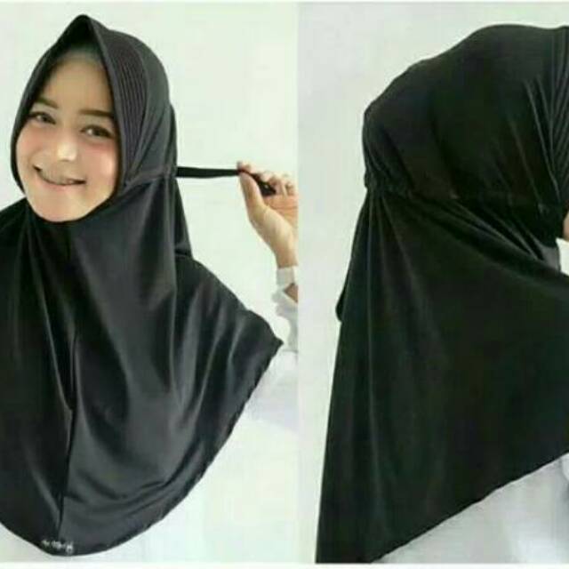 Hijab Serut Jokowi Instan Serut Tali Polos / Jilbab Serut Polos / Kerudung Instan Serut Polos