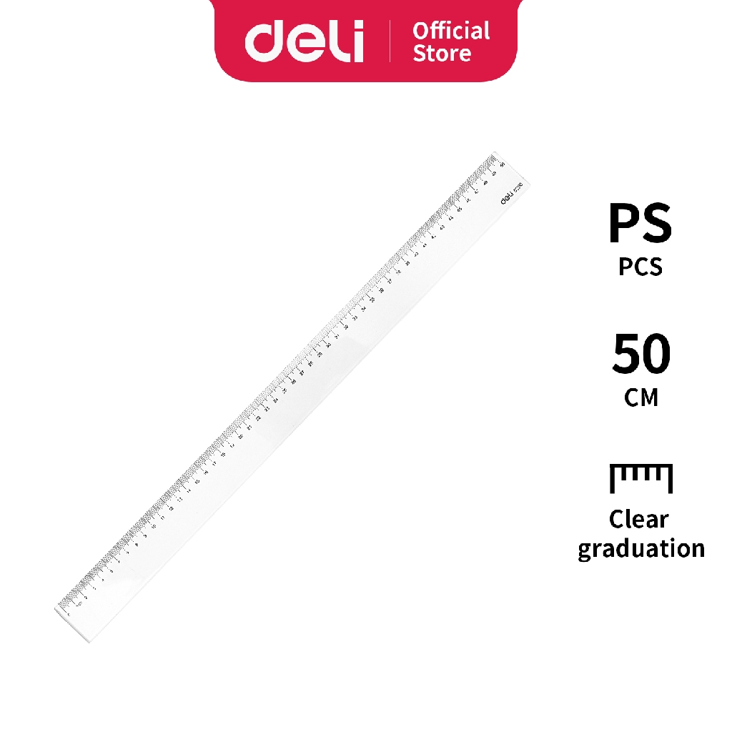 

Deli Penggaris tahan gores dan akurat tahan gores tembus pandang bening 50Cm E6250