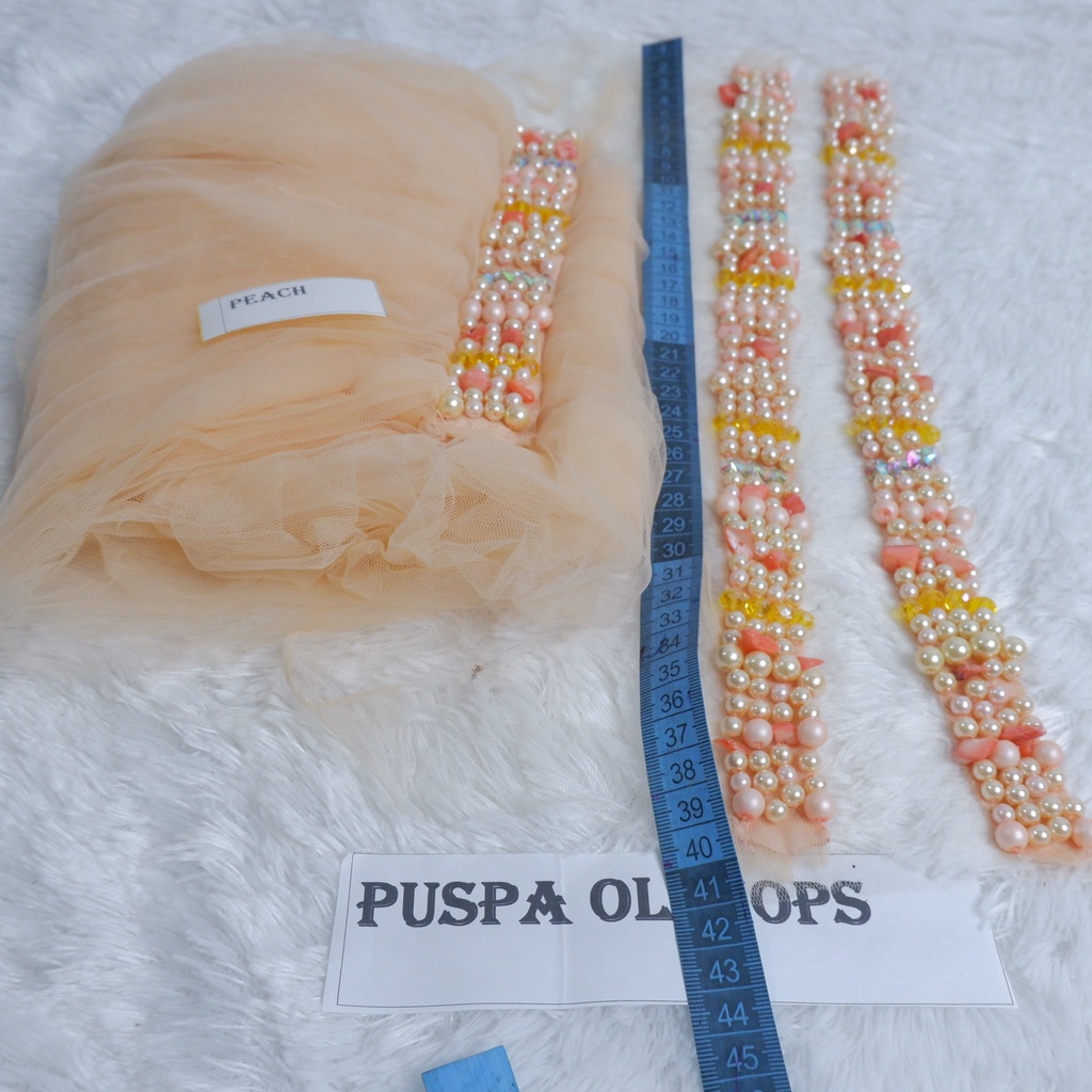 Set Veil Mutiara Susun Slayer Mutiara Susun peach-kuning