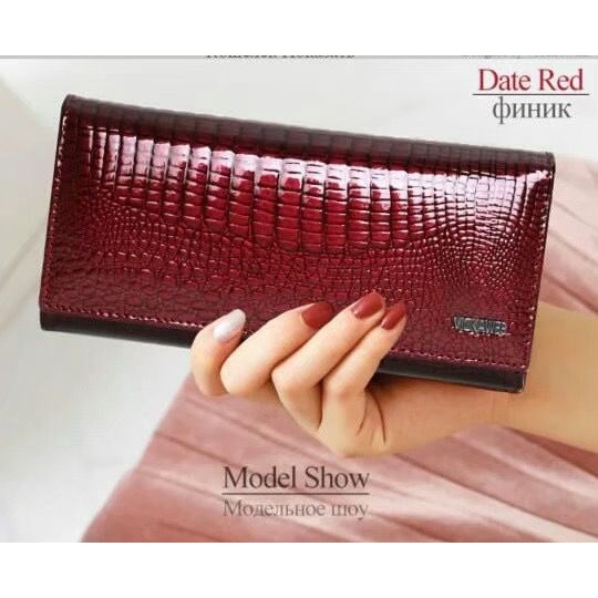 New Dompet Wanita Lipat Panjang Motif Croco Kilau Warna Muat Banyak Ringan Besar